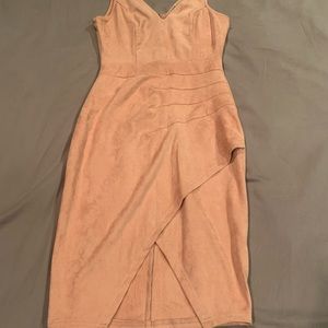 Pink suede bodycon dress